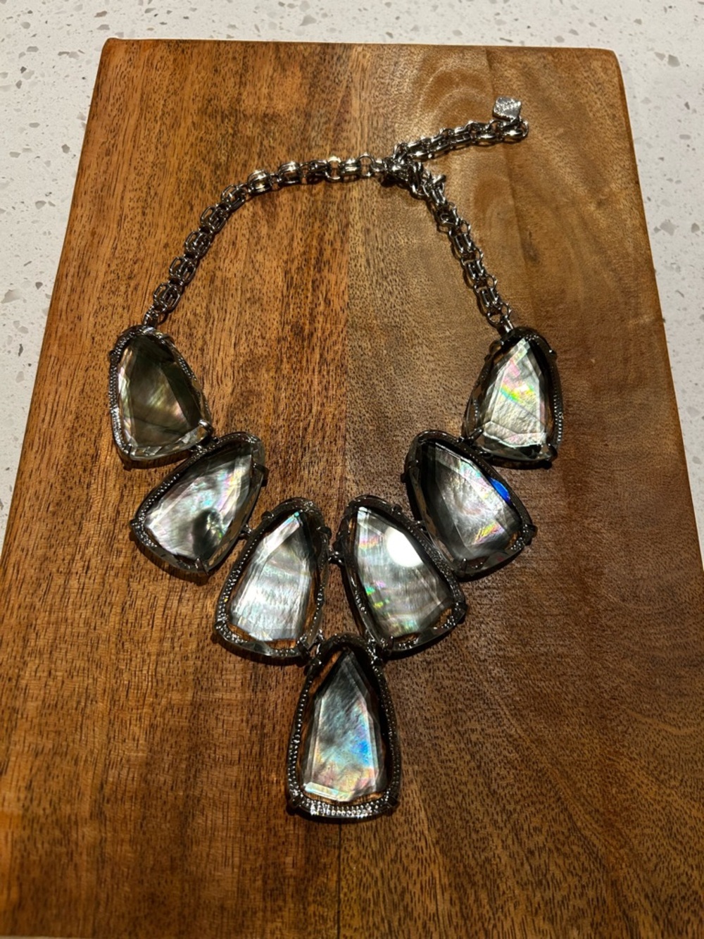 Kendra Scott Iridescent Abalone Statement Necklace - Silver